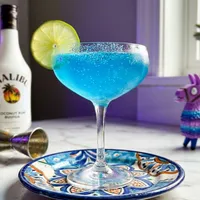 My Shimmering Shield — bright blue Slurp Juice with edible glitter, the loot llama at the edge of the frame